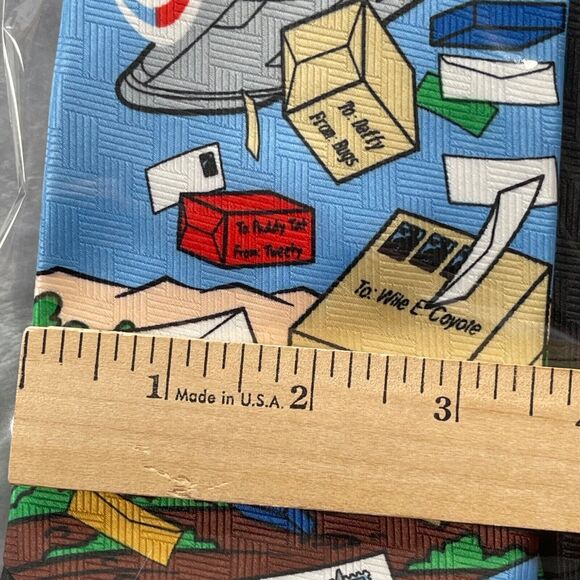 Looney Tunes Neck Tie Bugs Bunny Airplane USPS Stamp Collection Vintage 90's - Picture 11 of 14